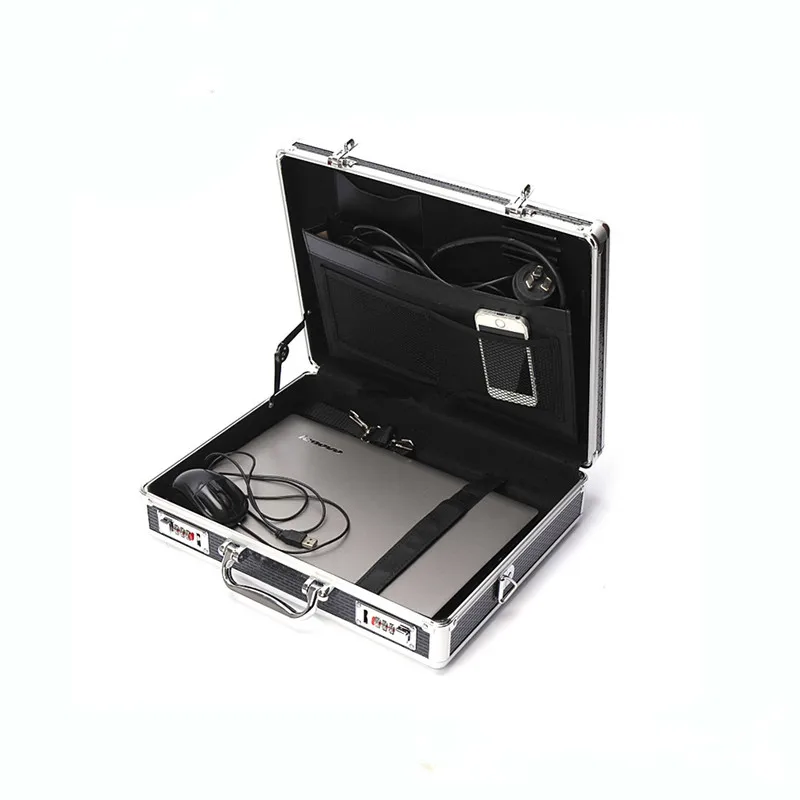 High Quality China Black Aluminum Metal Attache Laptop Briefcase With partition