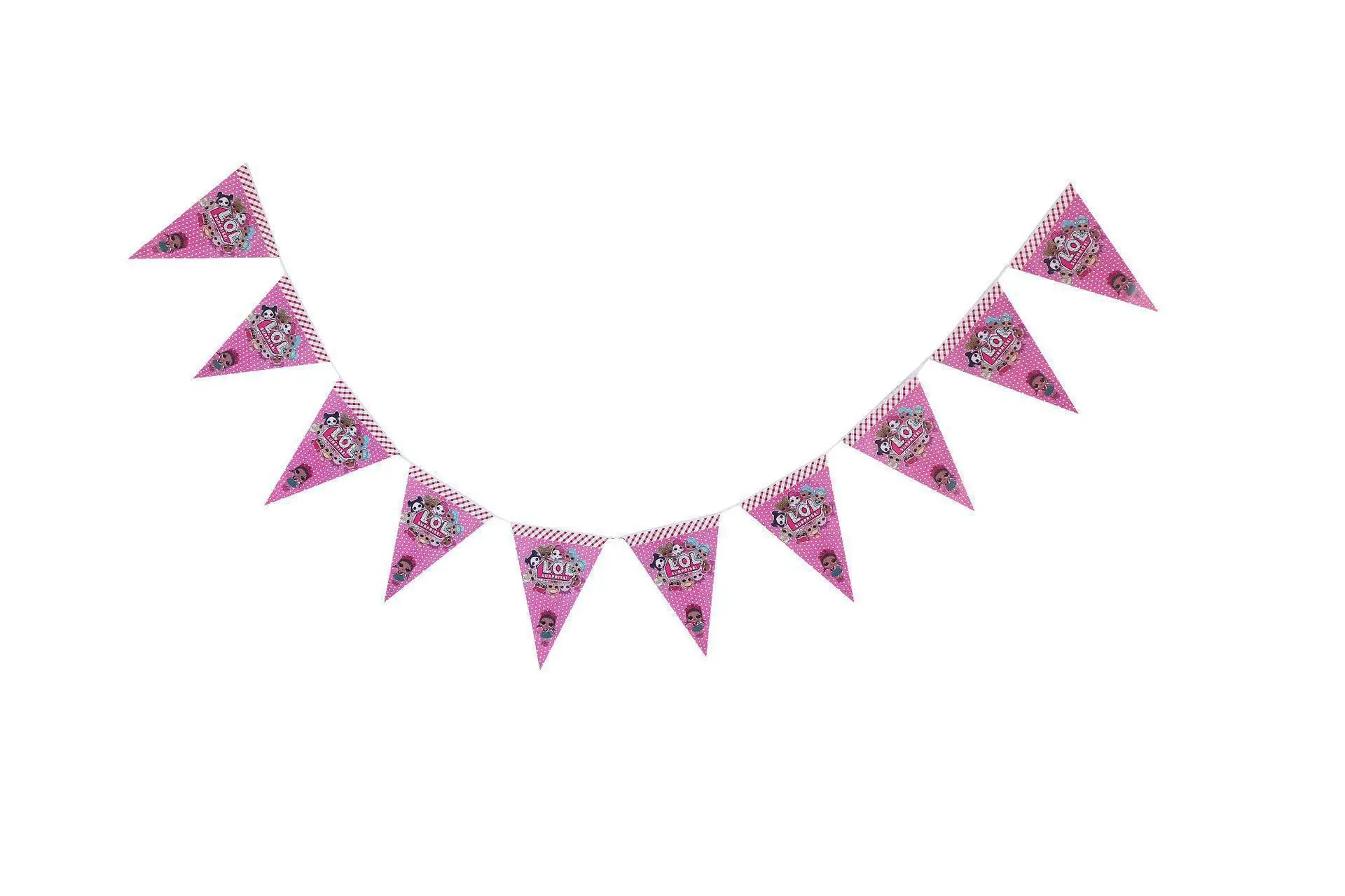 Factory  selling birthday party supplies double side printing 19*28cm paper Pennants, Triangles FLAGS ,  Party banners