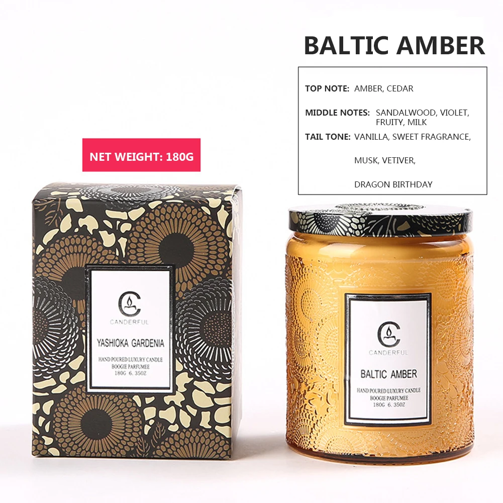 Ebossed со стеклянным кувшином пользовательские ароматерапия роскошного ароматическая свеча с крышкой