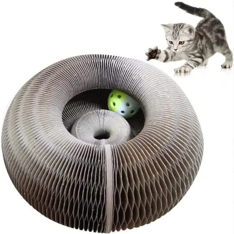 JOYPET Scratch-Resistant Corrugated Paper Cat Scratch Board with Bell Grinding Claw Climbing Frame Pet Toy
