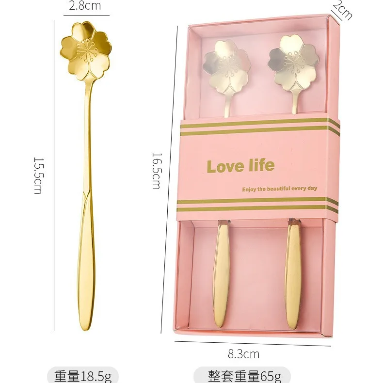 Support customization guests wedding souvenirs stainless steel 2-piece set coffee spoon