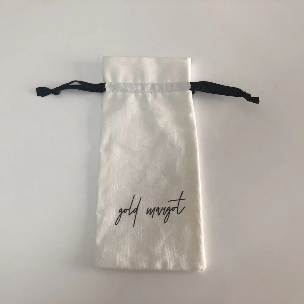 Reusable Mini pouch custom logo White Cotton Jewelry Gift Pouch With Drawstring Cotton Drawstring Dust Bags