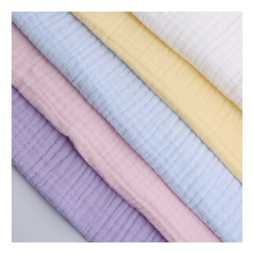Wholesale Solid Woven Double Gauze Fabric 100% Cotton Muslin Fabric For Baby Swaddle Blankets