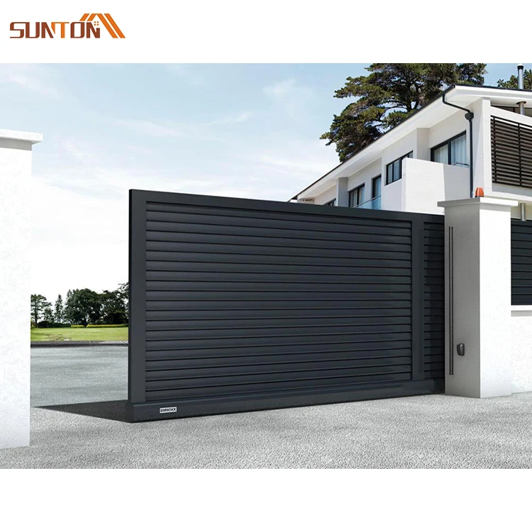 Cheap price villa aluminium fence main entrance door gates design house outdoor automatic metal aluminum sliding garden gate