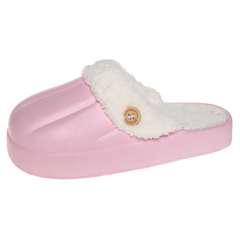 Top Selling Fashion Waterproof Winter Warm Fur Slippers Soft EVA Outsole Toe Women Men Light Weight Spring Autumn Outdoor Use