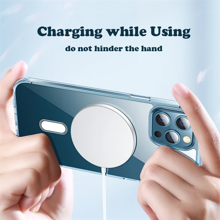 Magnetic Transparent Custom Logo Soft Back Magnet Clear TPU PC Mobile Phone Cover 13