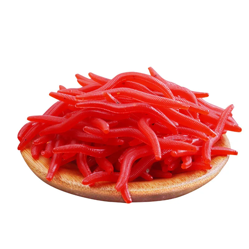 SEASKY 4cm 0.2g Fishing Soft Lure Trout Worm Earthworm Bait Lifelike Fake Bloodworm Grub Worm Soft Fishing Lure Baits