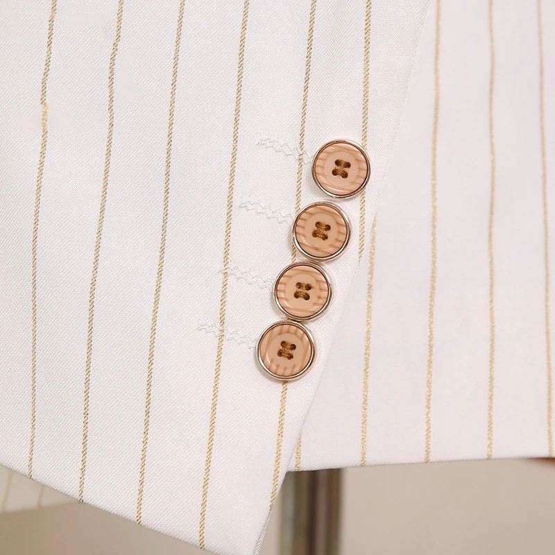 Striped White Men Tuxedos 3 Sets Piece Men Suits Double Breasted Groomsmen Wedding Suits 2020