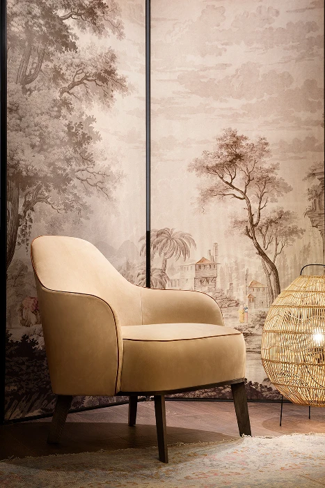 
Solid wood green soft fabric living room sofa chair 