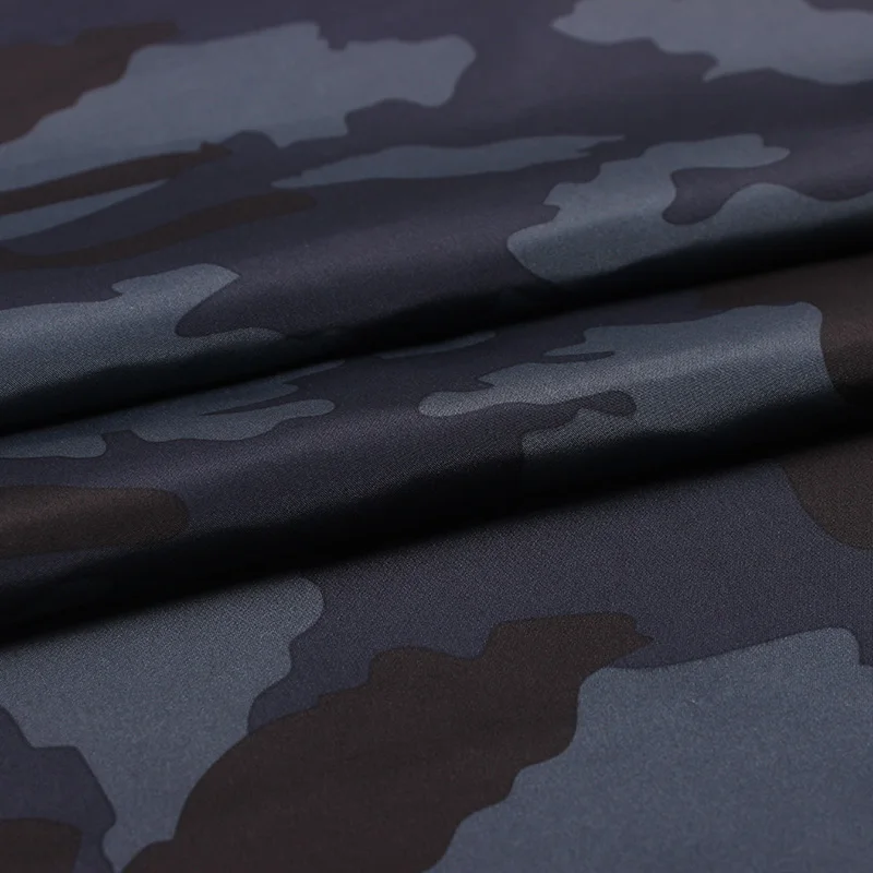 
300T polyester pongee fabric blue and black camouflage print 