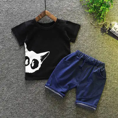 2019 summer new Korean short-sleeved two-piece children cartoon dinosaur Kids suit Infant Boys kids wear baby boy clothes