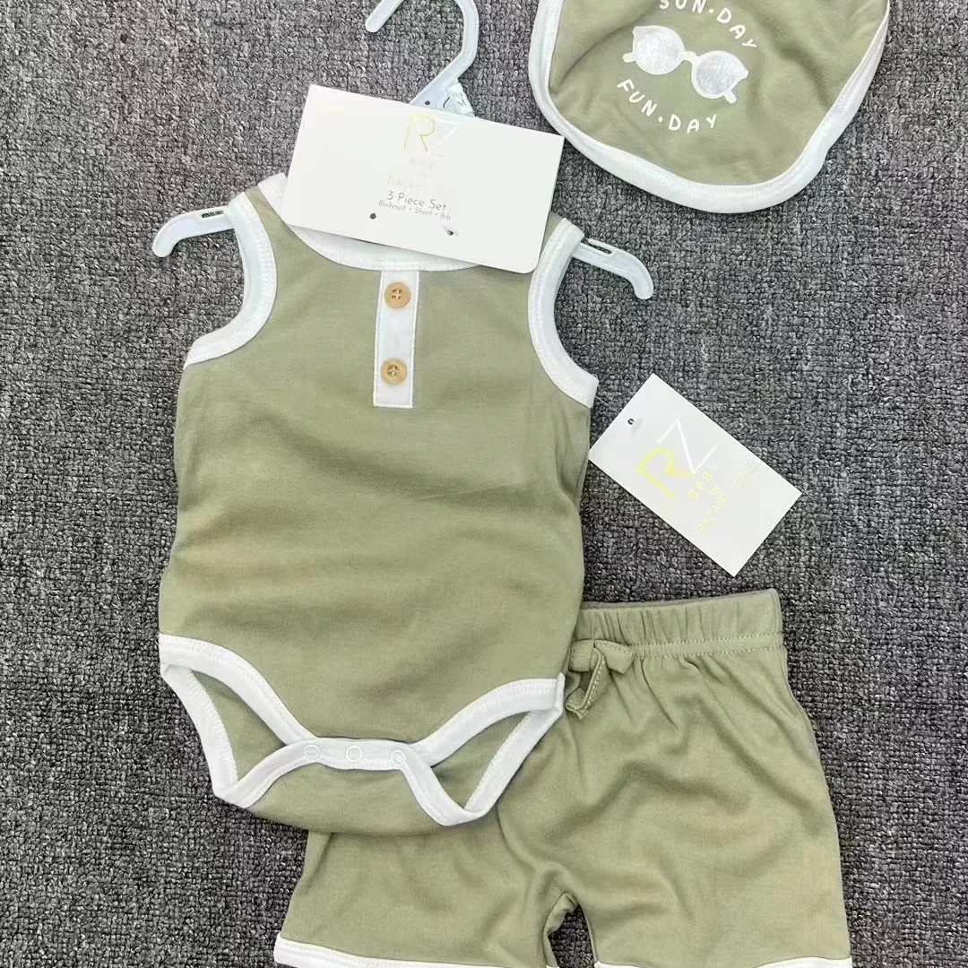 Summer romper baby short sleeved crawling suit, newborn baby short sleeved wrap fart romper set