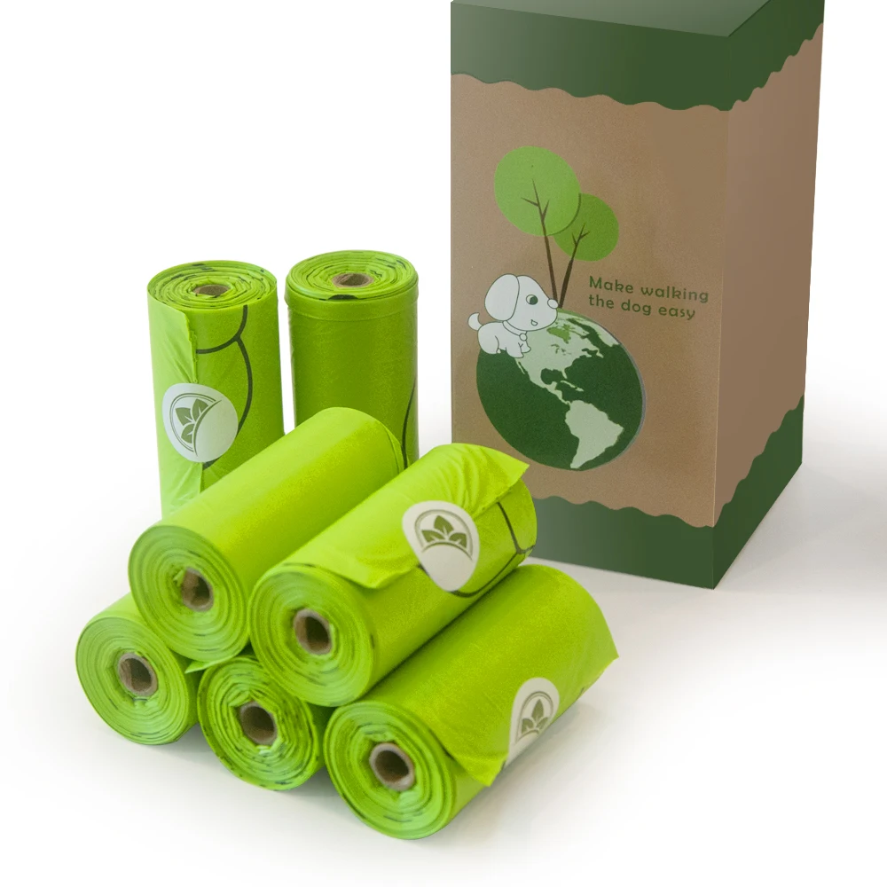 Custom Eco Friendly Compostable Plastic Box Packed Dog Poo Garbage Bag Cornstarch Biodegradable Pet  Poop Bag