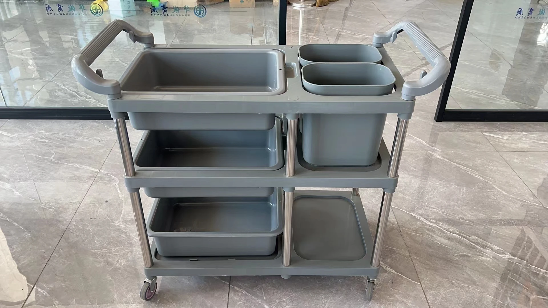 Disassembly Five Bucket Storage Restaurant Dish Collect Kitchen Serving Trolley For Hotel & Restaurants Equipment
