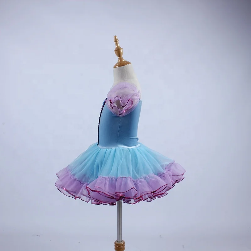 DL076 Purple and blue sparkling dance ballet costume school girl dancewear, Beautiful sequin ruffled ballet tutu girls dancewear