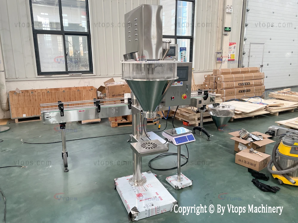 Halbautomatische Schneckenbeutel-Abfullmaschine fur kosmetisches Mehl und Trockenpulver fur Beutel von 1 kg bis 5 kg