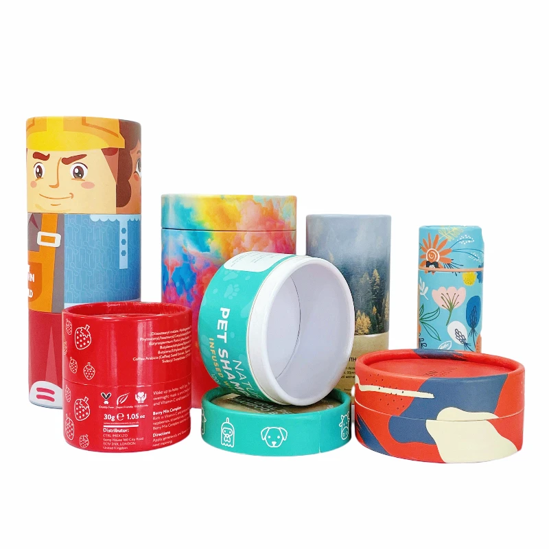 Wholesale Custom Fancy Logo Printed Kraft Paper Tube Box Paper Tube Packaging