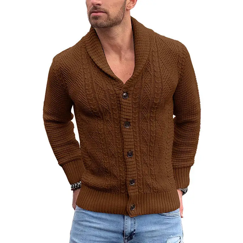 Wholesale knitted fashion men clothes knit pullover solid color cable knit sweater men long cardigan sweater
