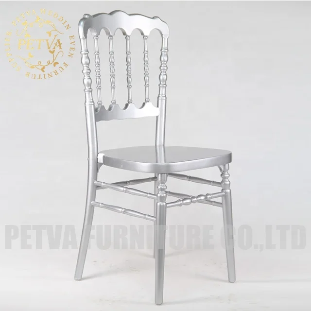 Gold and silver stackable wooden arm napoleon chair wood dining table sets 6 chairs