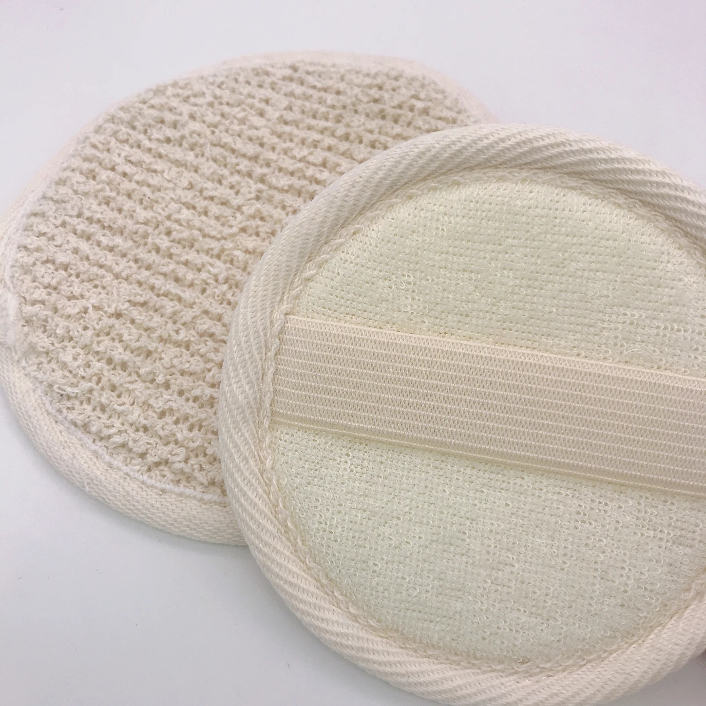 cheap round bath sponge Natural Eco Friendly hemp back body scrubber