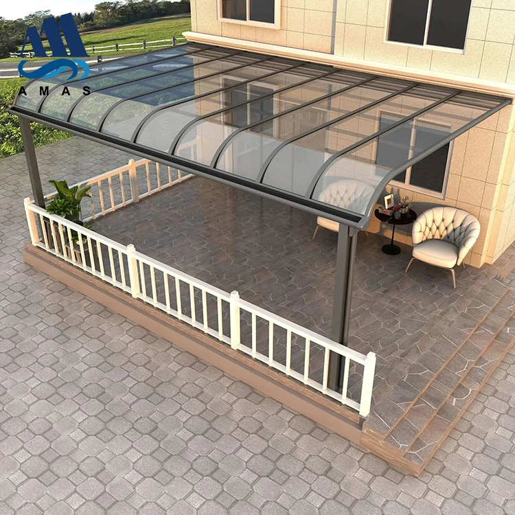Amas All Season Canopy Powder Coated Polycarbonate Roof Awning Terrace Cover Impact Resistance Patio Cover