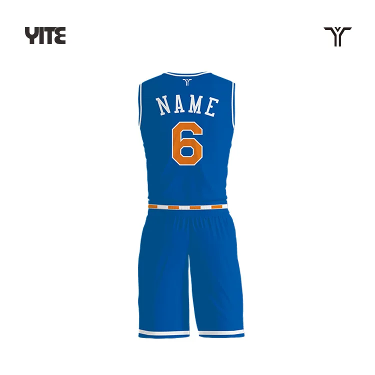 Full Sublimation Printed Blue Basketball Jerseys And Shorts Kits Custom Tournament Basketball Wear For Men