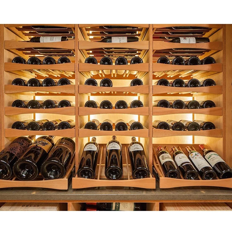 Elegant Solid Wood Wine Cellar Cabinet with LED Lighting and Advanced Cooling System Perfect for Wine Enthusiasts and Collectors