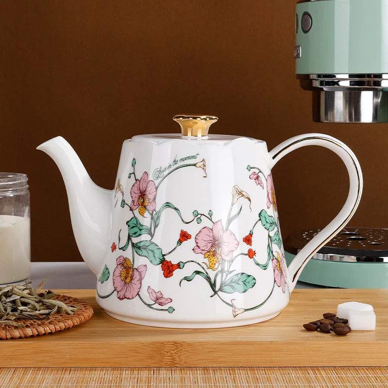 Ceramic Manufacturer Elegant luxury Stoneware Low-bone China Water Tea Coffee Porcelain Teapot For Restaurant
