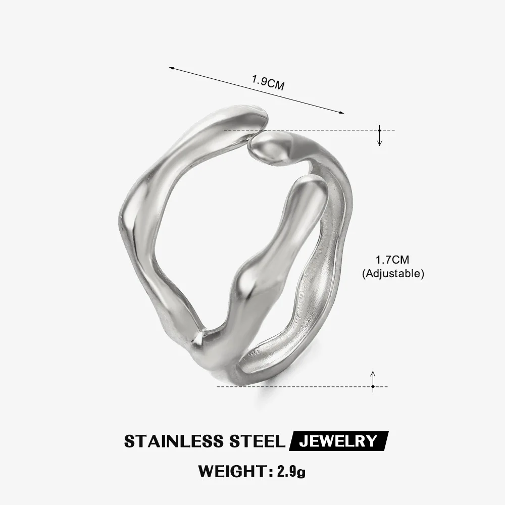 Fashion Irregular Special-Shaped Stainless Steel Ring 18K Gold Plated Open Adjustable Delicate Ring For Women