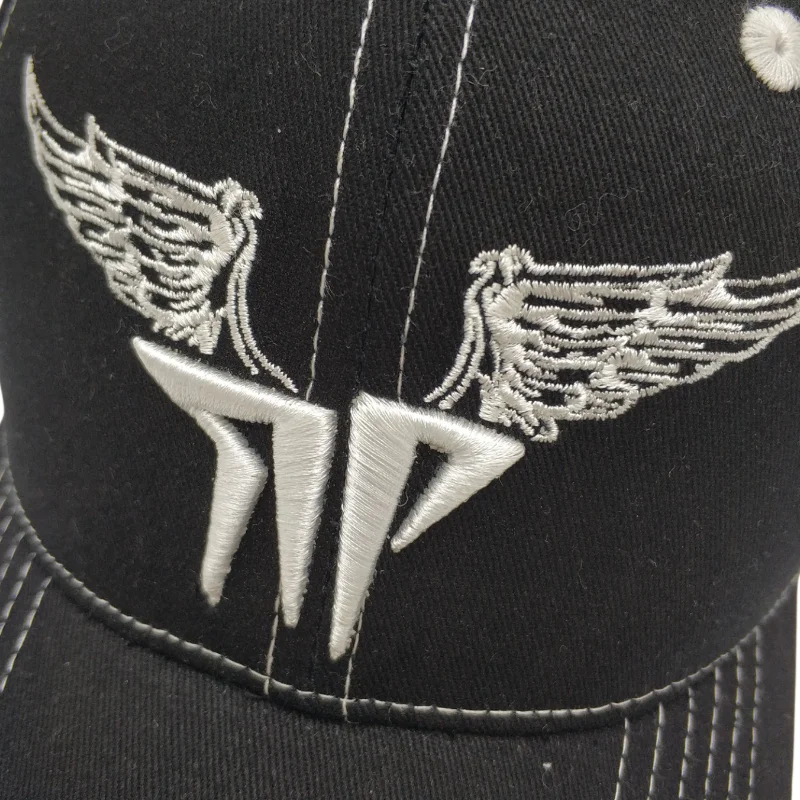Wholesale Custom  6 Panel 3D Embroidery Logo baseball cap for man hats with wings