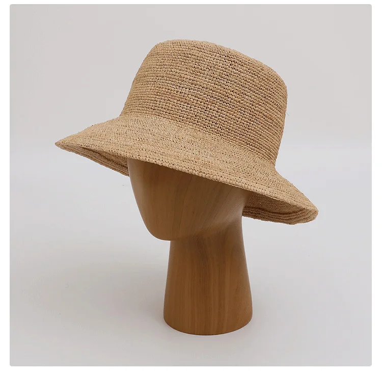 2024 High Quality Beach Sun Protection Adjustable Natural Raffia Straw Hat Custom Logo
