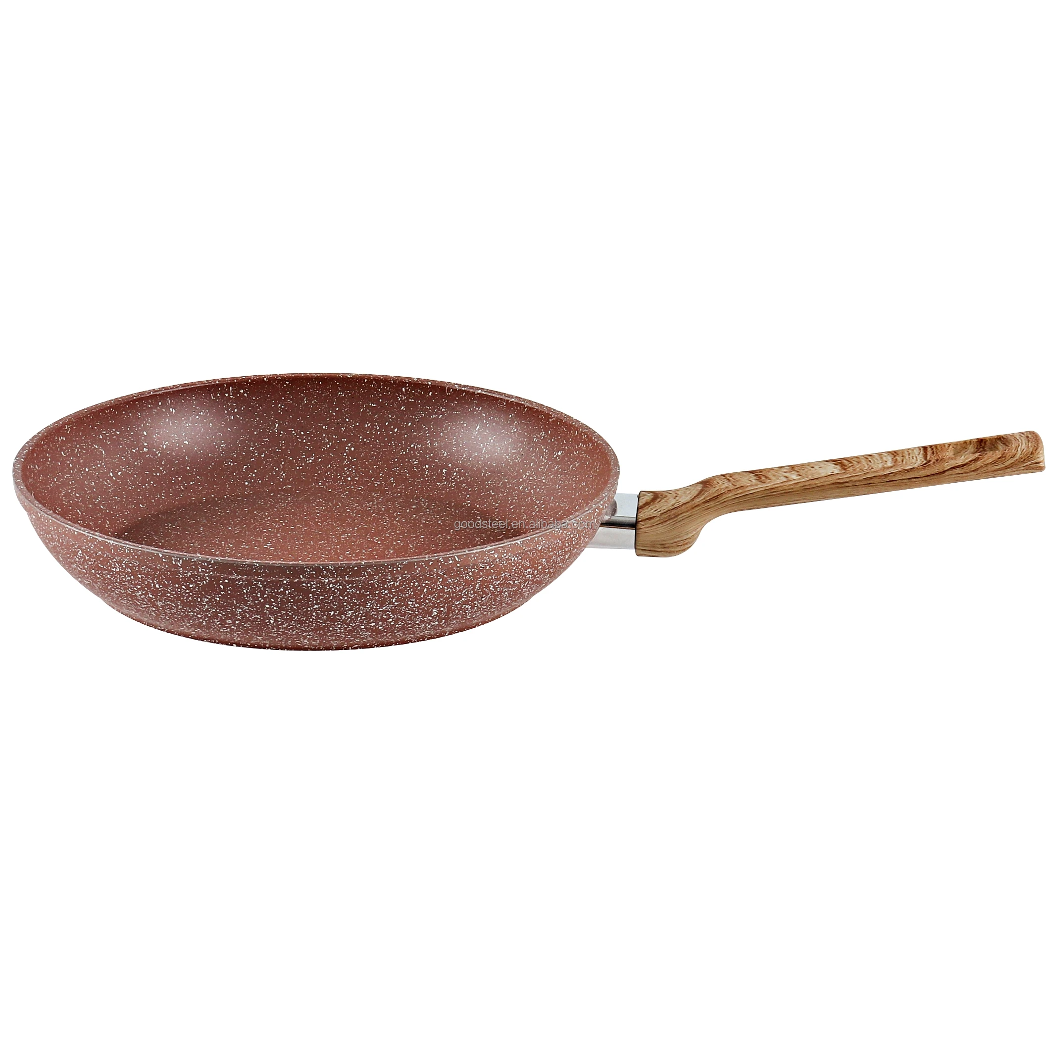 Wholesale Forged Aluminum Nonstick Frying Pan Skillet with Wooden Effect Handle Induction Cooking Suitable Metal Material