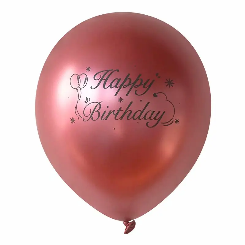 12 inch metallic happy birthday printing latex balloon thick metal chrome balloons globos birthday party supplies decoration