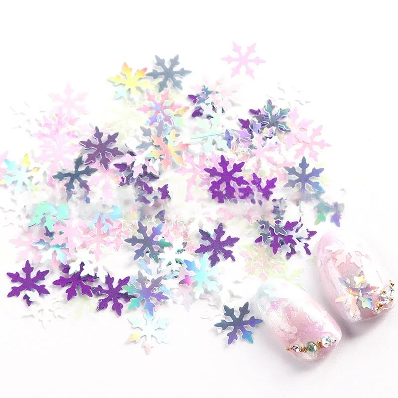 Wholesale 9 Color 10MM Large Colorful Snowflake Shape Glitter Snow DIY Nail Art Glitter Decoration