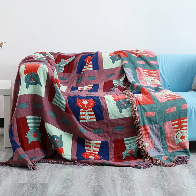 Cotton Gauze Warm Soft Throw Blanket Travel Bedding Winter Bedspread Blanket