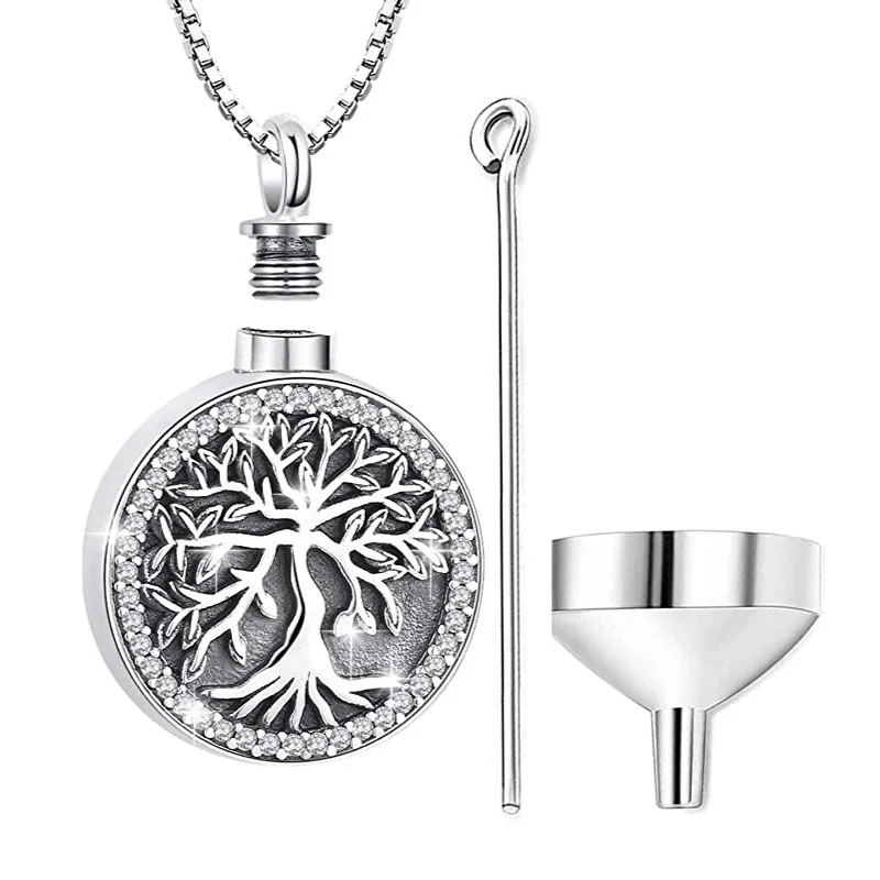 Crystal Urn Necklace for Ashes   Tree of Life Heart Cremation Necklace for Human Ashes Keepsake Memorial Jewelry for Ashes