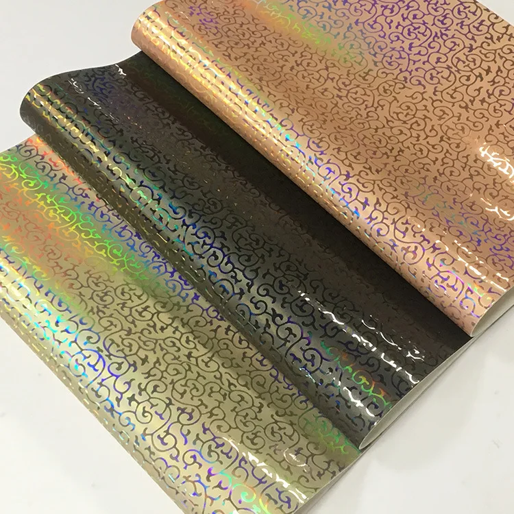 Holographic Colorful Laser Vine Pattern Leather Luxury Faux Leather For Metal Mirror Handbag Case
