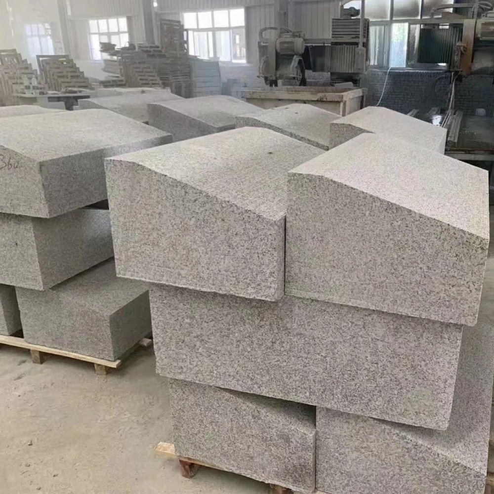 custom light grey white garden walking road side edge curb granite kerb stone