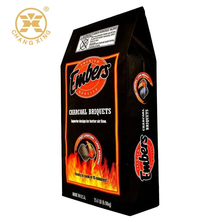 High Barrier Water proof charcoal plastic bag Plastic laminated Charcoal Bag 3kg 4kg 5kg with custom logo
