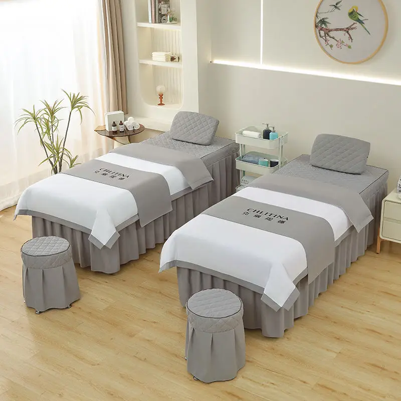 Beauty Salon Massage Table Bed Sheet Bedspread Massage Bed Protective Cover 5-piece set SPA Bed Full Cover with Skirt