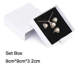 Custom printed logo paper drawer style pendant necklace ring earring bracelet set gift packaging box for jewelry set packaging