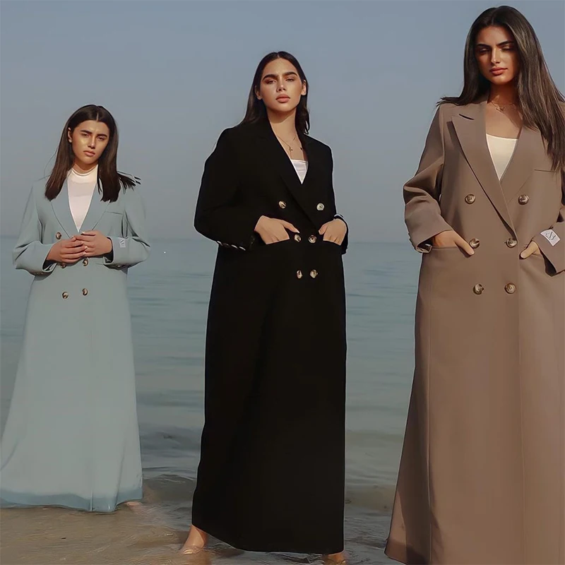 Custom Islamic Clothing Ramadan Front Open Modest Dubai Prayer Elegant Long Blazer Classy Eid Robe Muslim Abaya For Women