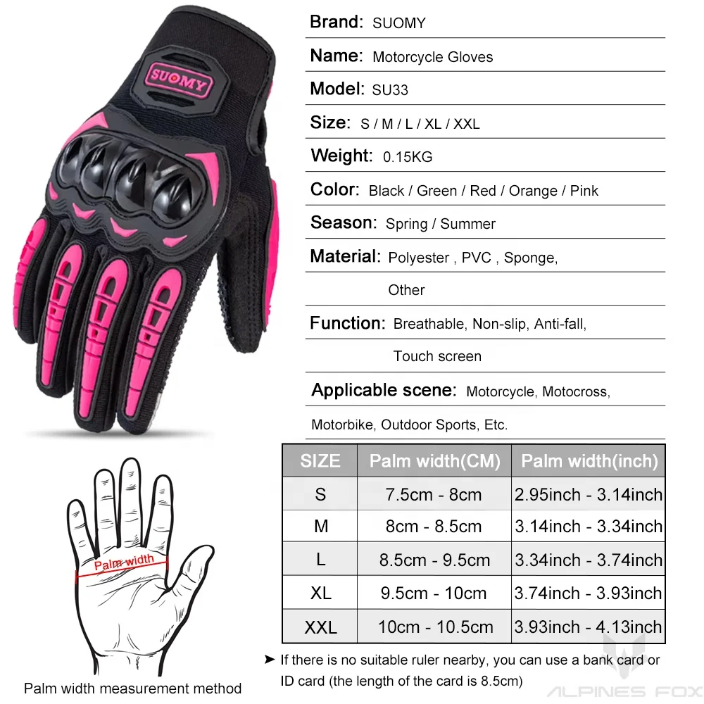 Suomy Women Pink Motorcycle Gloves Summer Lady Motocross Breathable Racing Gloves Motorbike Bicycle Cycling Riding Glove For Men