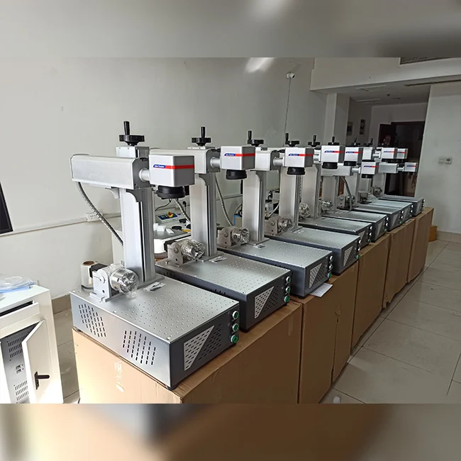 Super Fast Delivery 20w 30w 50w Raycus MAX IPG Brand Logo Metal Laser Marking Machine with 360 Rotary Device