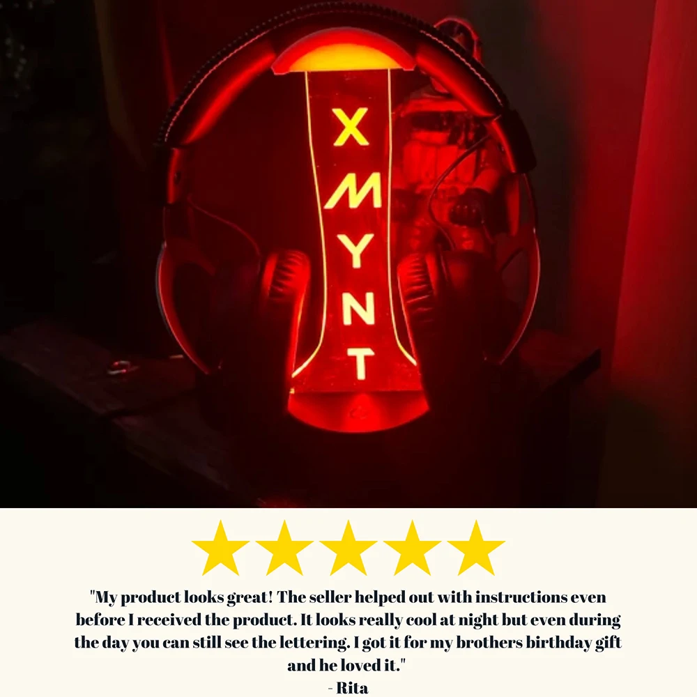 Universal Streamer Gift Custom Gamertag Light Sign Gamers Room Decor Gaming Led Acrylic Display Rgb Headphone Holder Stand