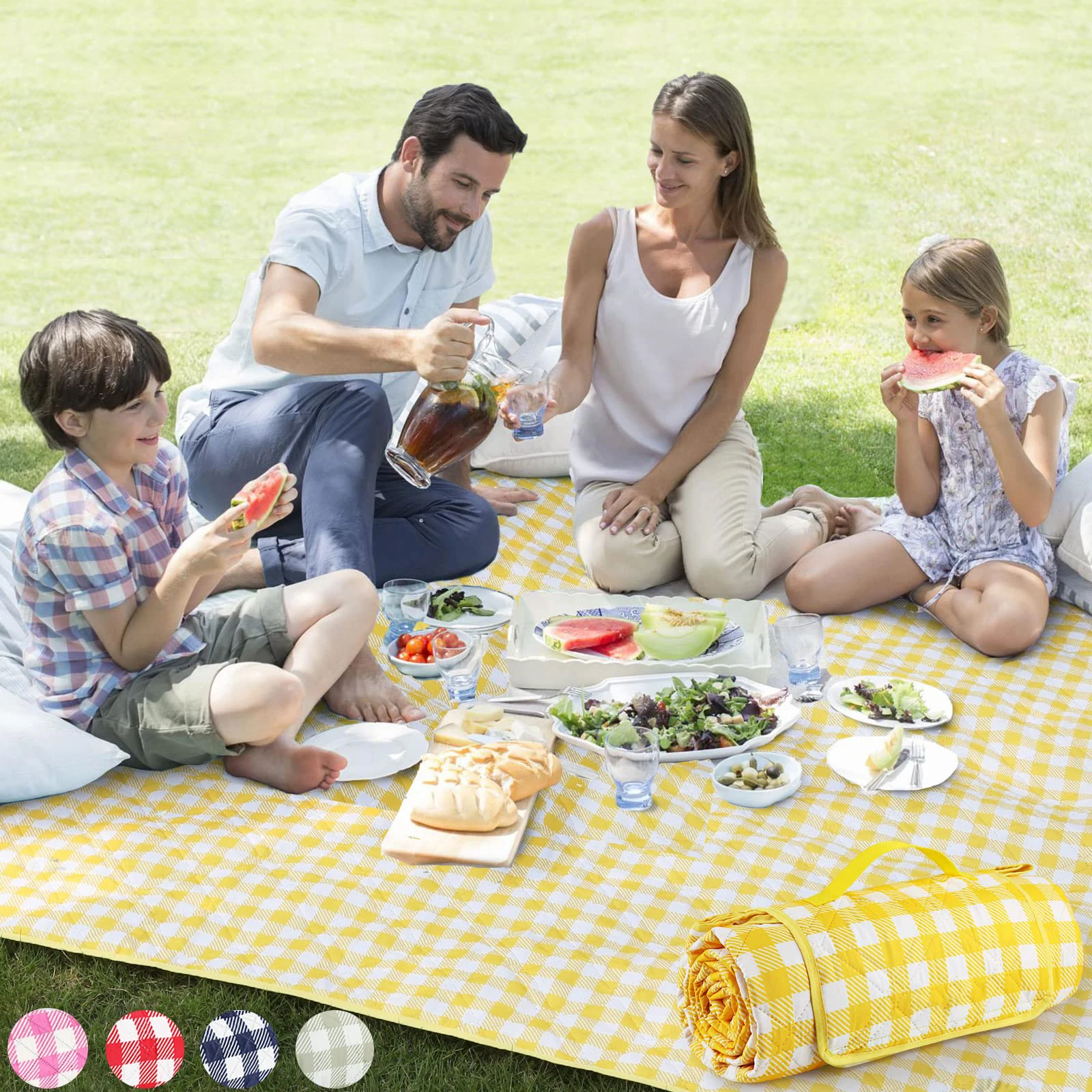 Custom Extra Large Portable Plaid Picnic Blanket Outdoor Foldable Blankets With Waterproof Fabric