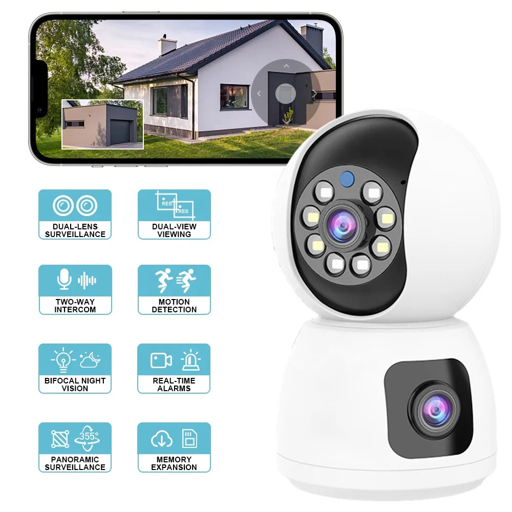 K12 Dual HD Wifi Baby Camera Monitor with Auto Tracking Night Vision Indoor Mini CCTV Home Security Cam Wireless IP Camera
