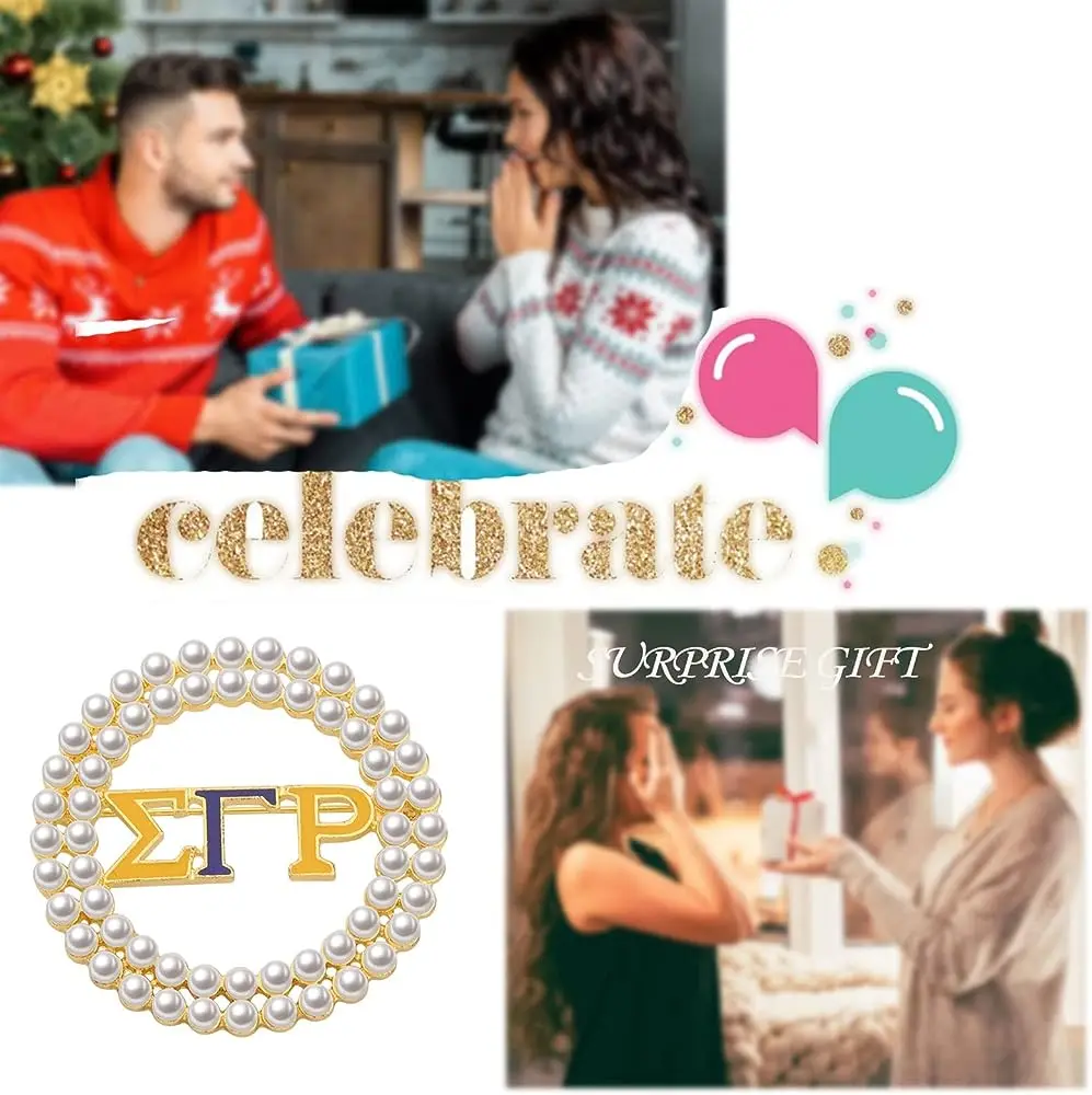 Custom Gold plated pearl sigma gamma rho brooch for women