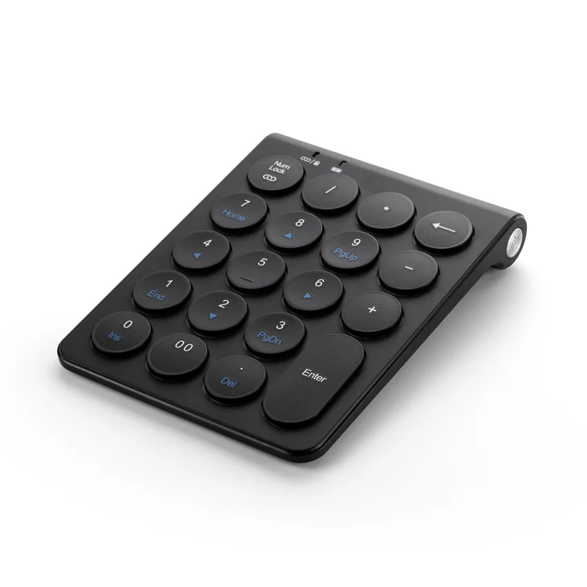 High Quality 19 Keys Mini Rechargeable BT Wireless Numeric Keypad Round Keycap Keyboard for Financial Accounting
