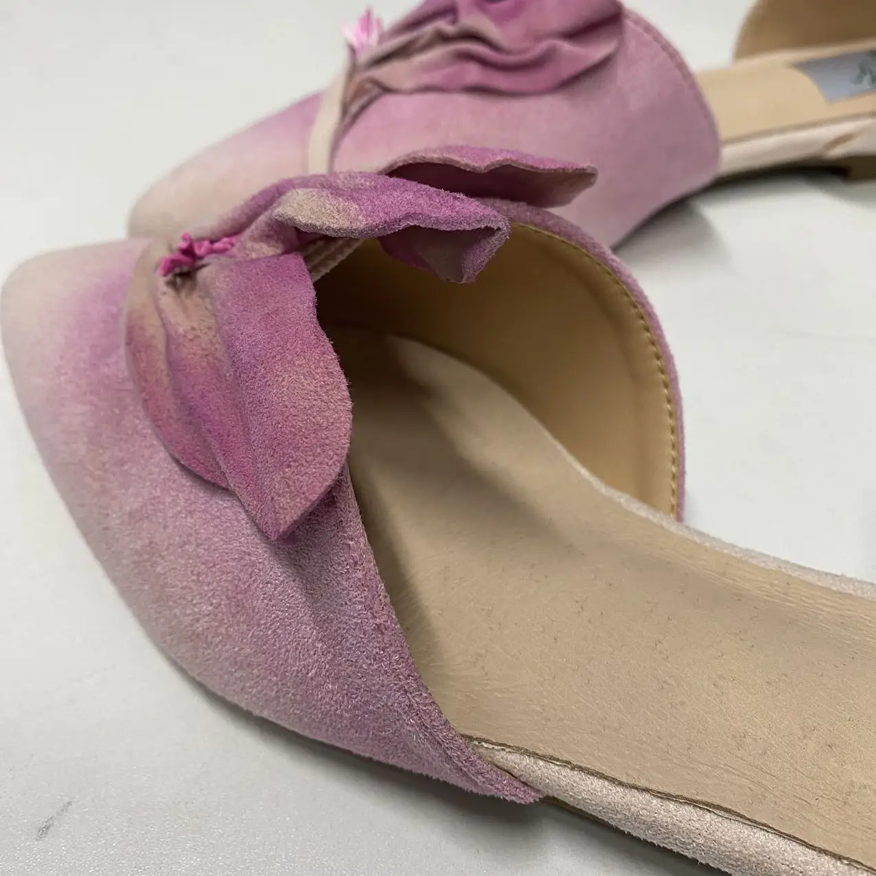 Genuine Suede leather Ladies floral boat Ladle Shoes Soft flower lambskin ballet flats women Mocassin Shoe wholesale Factory